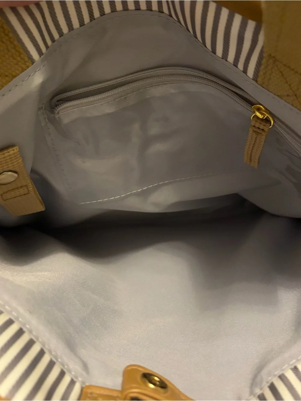 Skip Hop Grey & Cream Striped Gender Neutral Diaper Bag w Ubbi Changing Pad